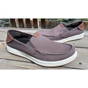 Kuru Pace Men's 11 Slip On Loafers Deck Sneaker Shoes Dark Ash/White/Rich Walnut